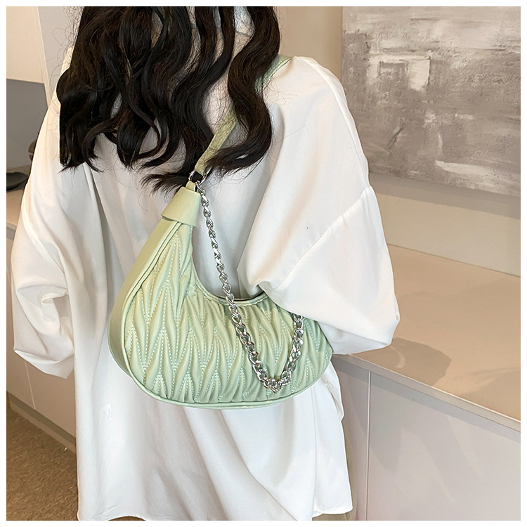 Free shipping designer New Summer Chain Pleated Women Bag Fashionable Textured Handbag Versatile Light Luxury Shoulder Bag Underarm Crossbody Bag