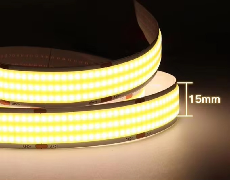 High Brightness 15mm Wide 3 Rows 25W/M 960LED 24V Flexible COB LED Strip Light 3000K/4000K/6500K
