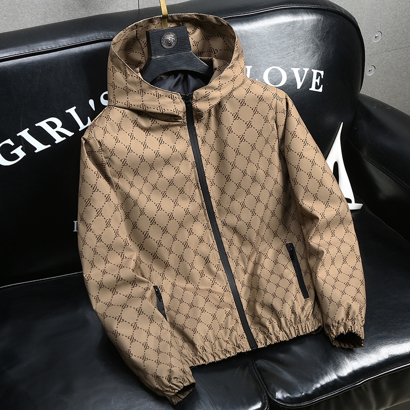 Free shipping designer classic light luxury mens spring jacket casual men jacket hooded loose top