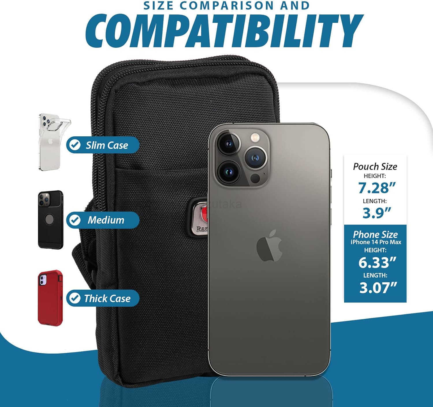 Cell Phone Pouch Fits for S25 Ultra S24 Ultra S23 Ultra S8 Plus Note 20 Ultra 9 8 A15 A52 A42 A32 A12 Shoulder Holster Crossbody Case with Belt Clip A