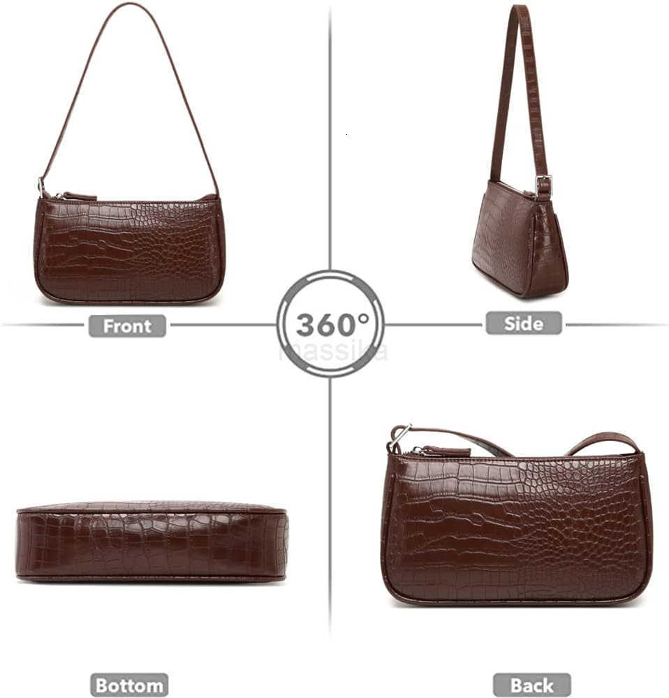 Small Purse for Women Adjustable Shoulder Bags Crocodile Pattern Clutch Purse with Zipper Closure Retro M250910