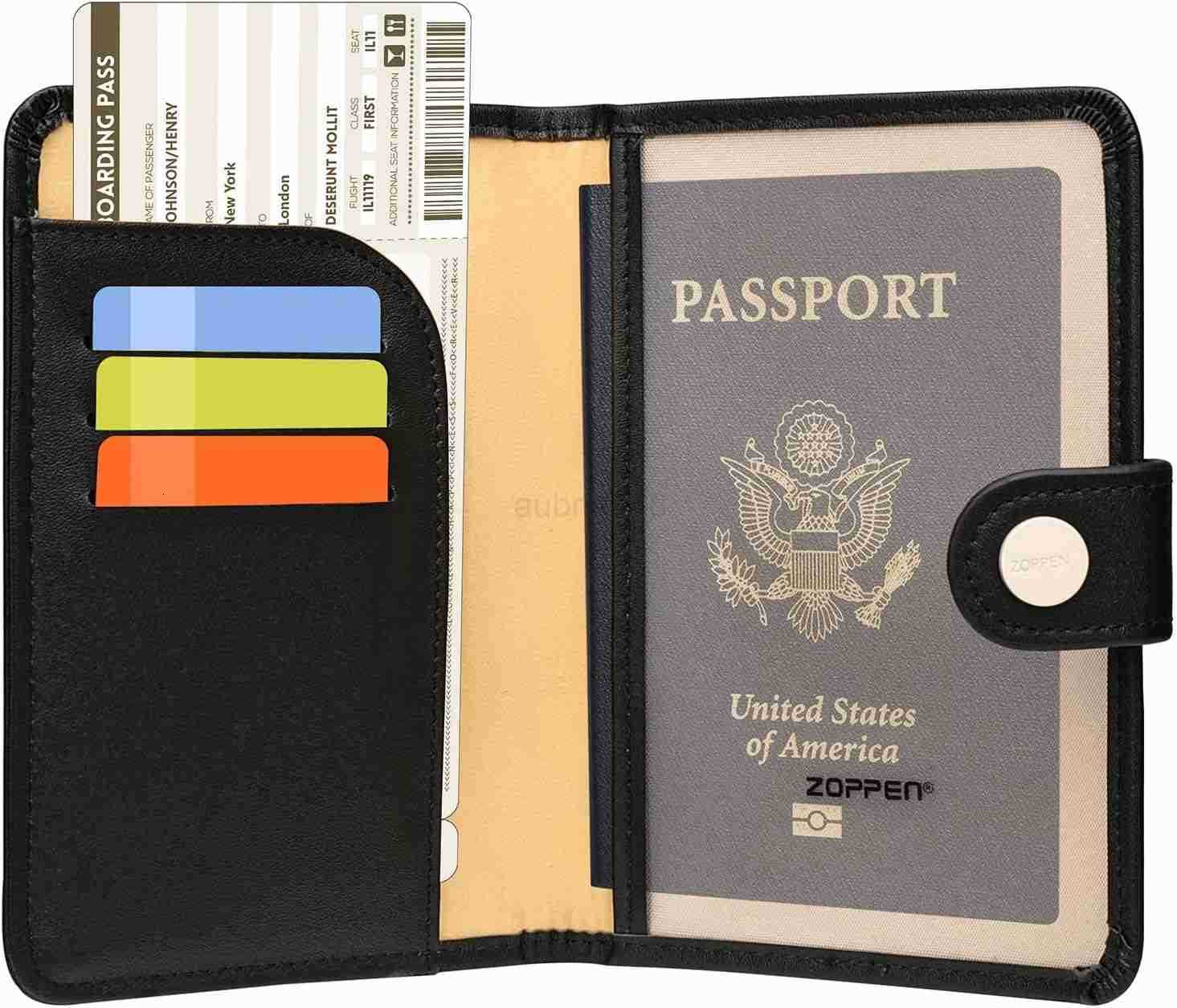Passport Holder Women Men Passport Cover Travel Wallet Rfid Blocking Passport Wallet Cover Case Travel Essentials Document Organizer BlackZ250910