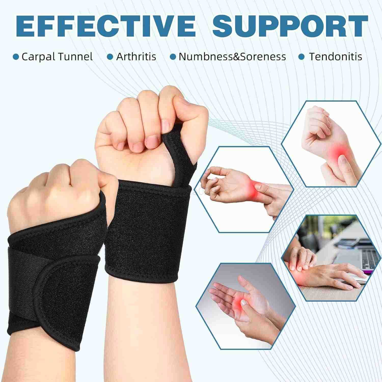 2 Pcs Wrist Brace for Kids Youth Carpal Tunnel Black Profession Wrist Brace Night Support with Adjustable Compression Straps for Children Sports Sleep