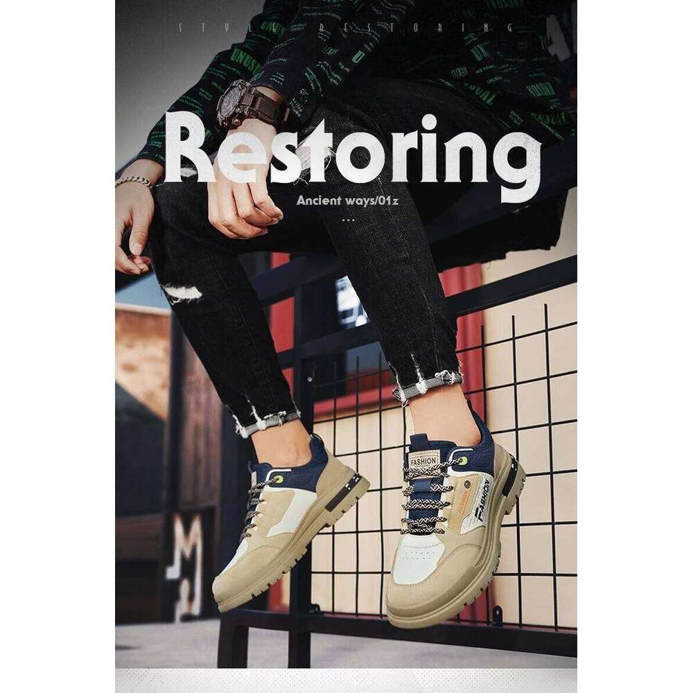 Men's Work Shoes 2025 New Autumn Waterproof Non Slip Height Increase Casual Shoes Comfortable Fashion Vintage Outdoor Sneakers