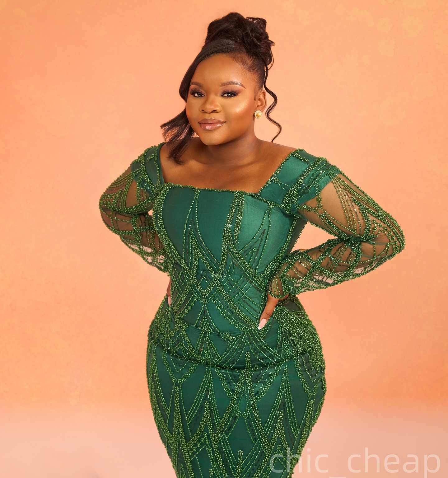 Sheath Hunter Green Prom Dresses 2025 Sequined Full Sleeves Evening Formal Party Second Birthday Engagement Gowns Plus Size Dress For Special Occasion