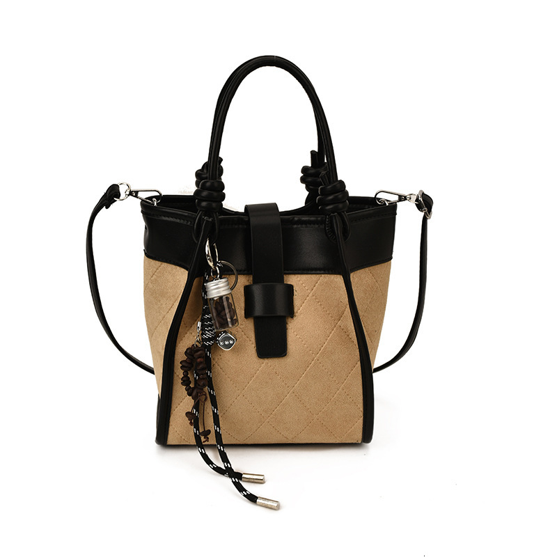 Free shipping designer Fashion Retro Color-Block Handbag Mother Bag Women High-End Super Popular Quilted Bucket Bag Suede Crossbody Bag