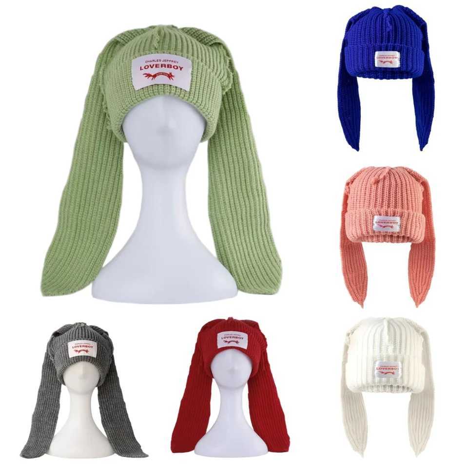HandmadeLong rabbit Ear Wool Hat To Keep Warm in Autumn and Winter Korean Solid Color Long Ear Knitted HatXJ250910