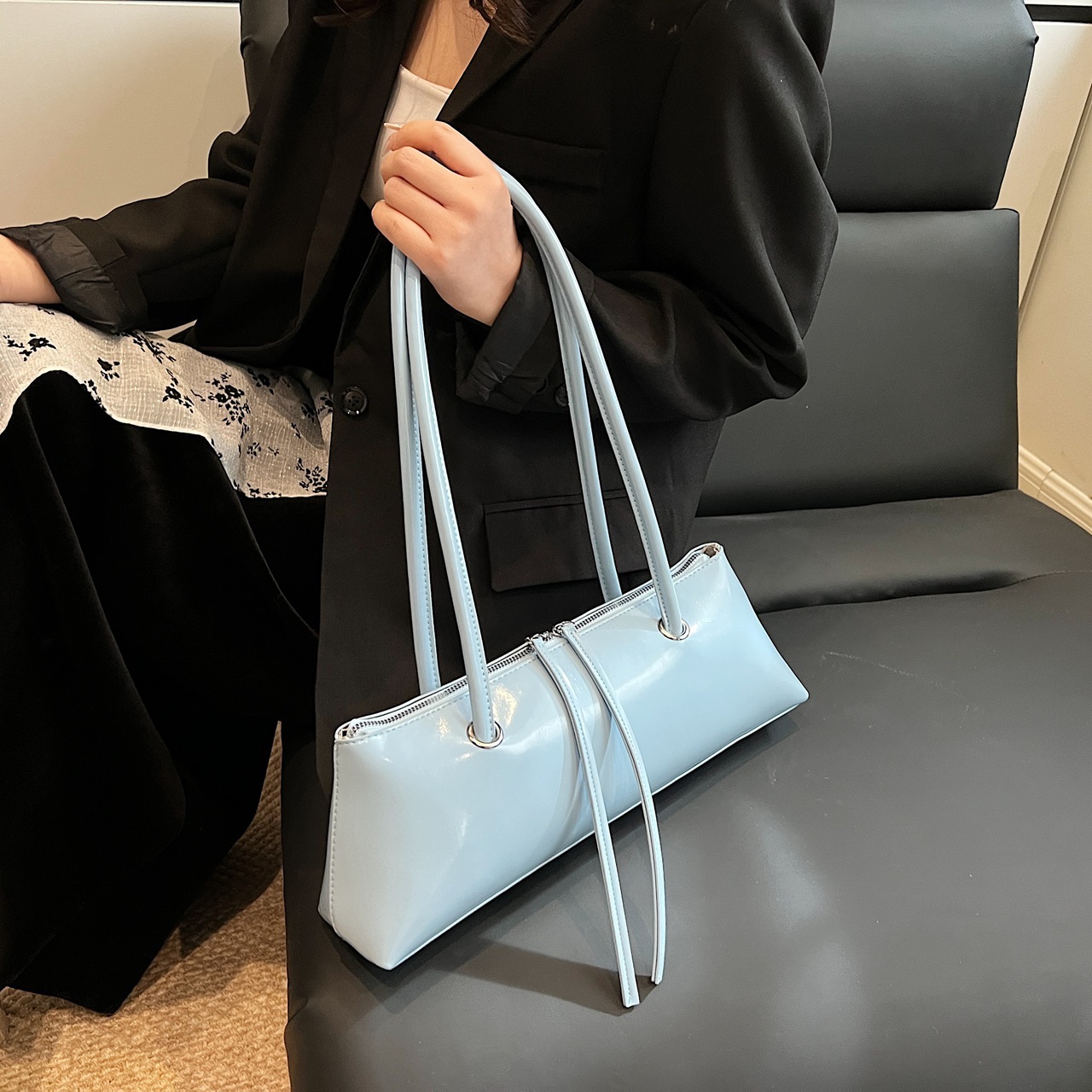 Korean Style Niche Trendy Luxury Bag Fashion Texture Baguette Bag For Women Free Shipping Designer Bag New Simple Casual Underarm Shoulder Bag Handbag