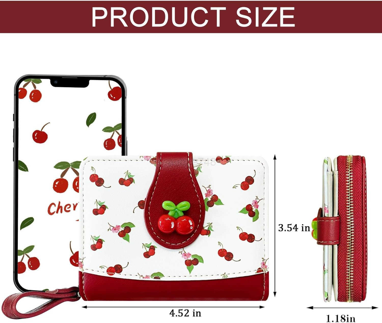 Fashion Cutest Fruit Prints Wallet Card Slots Small Wallet with Zipper Coin Pouch Wallet for Women Girls CHERRYZ250910