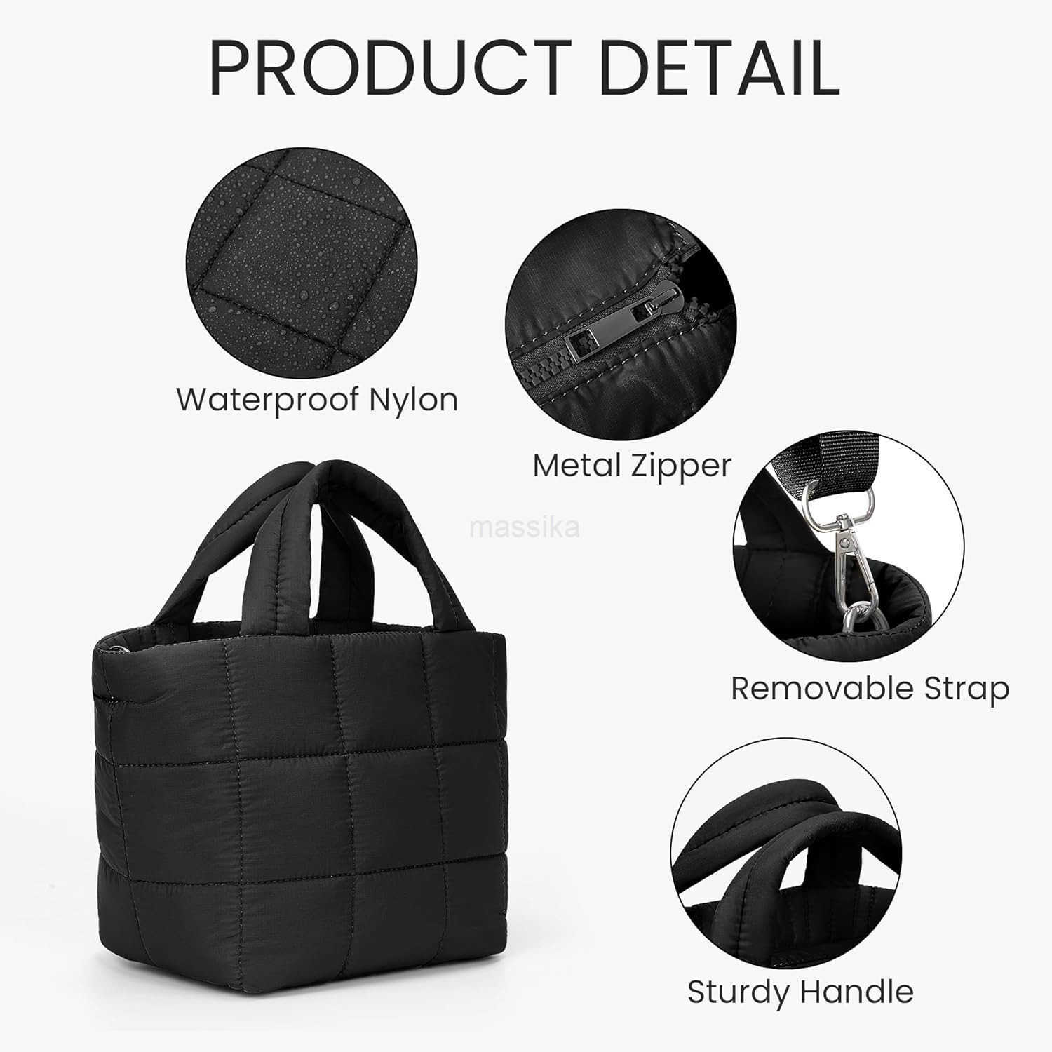 Mini Puffer Tote Bag Quilted Nylon Tote Purse Lightweight Puffy Shoulder Bag Soft Hobo Handbag for Work Travel M250910
