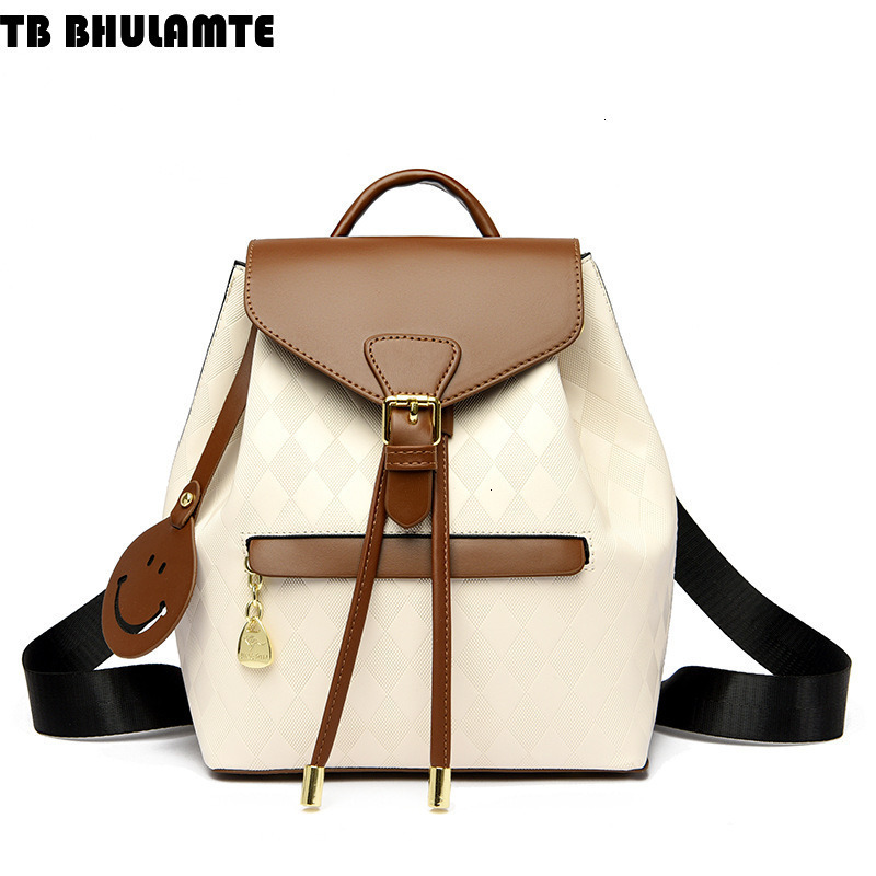 Free Shipping Designer Bag Luxury Bag Backpack For Women 2025 New PU Retro Color-block Women's Shoulder Bag Soft Leather Fashion Bag College Stud