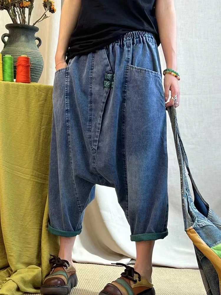 2025 Summer Ladies Chinese Loose Cross Pants Womens Luxury Casual Harajuku Jeans Ladies Classic Vintage Denim Trousers Z250910