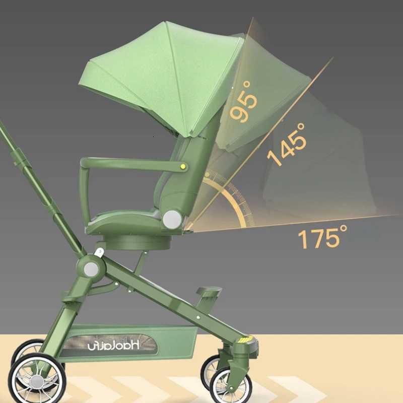 High view baby stroller can sit and lie light folding baby pram Portable Folding lightweight baby stroller four wheels cart W250910