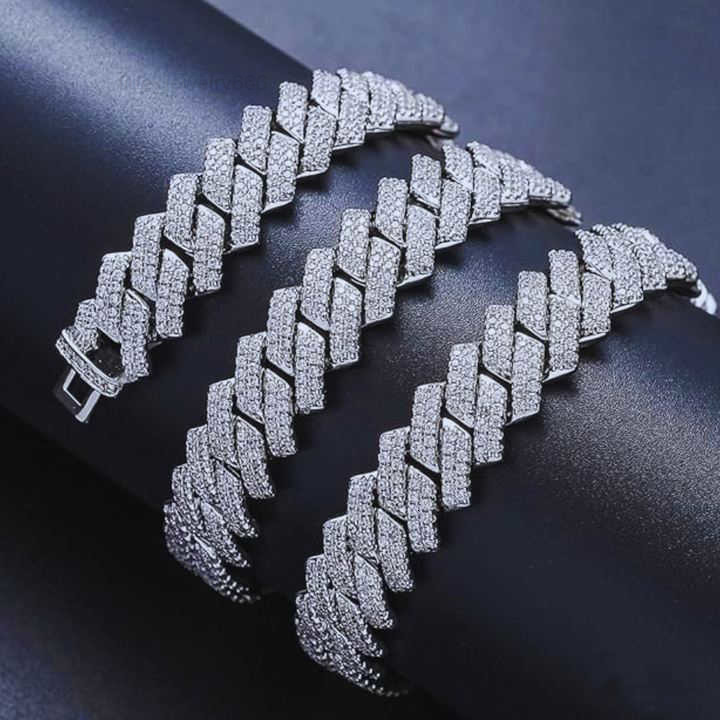 Hot Sale S925 Sterling Silver VVS Real Moissanite Diamond Miami Cuban Link Chain 19mm Iced Out HipHop Style Necklace