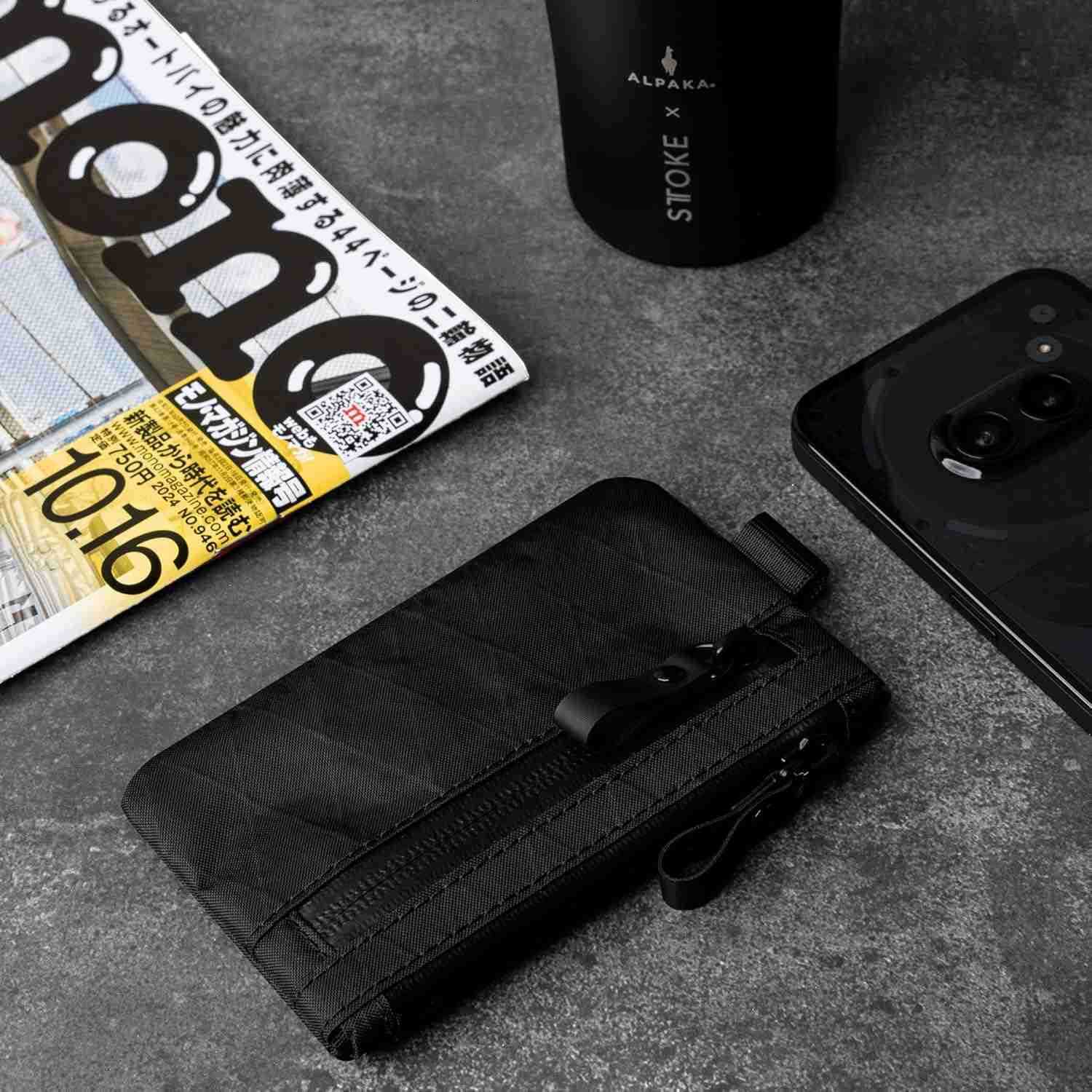 Zip Pouch Black XPac RFIDBlocking Small Cash and Card Zip Wallet with Carbon Neutral Weatherproof Fabrics YKK Zipper EDC Pouch for Men TravelZ250910