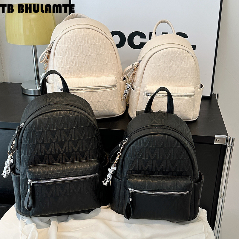 Free Shipping Designer Bag 2025 New Women's Backpack British Luxury Bag Style Embossed Letter Backpack Commuter Soft Leather Texture College Stud