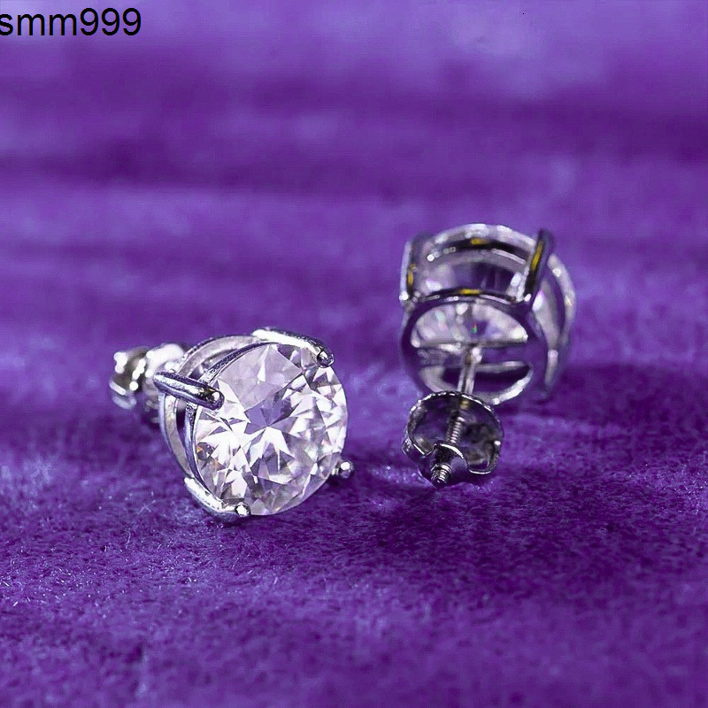 3MM10MM Pass Diamond Tester Hip Hop D Color VVS Moissanite 4 Claws Stud Earrings With 925 Sterling Silver GRA Women Men