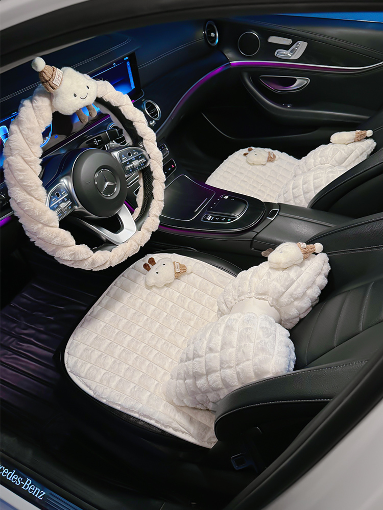 Car Seat Cushion Winter Plush Puff Cute Ladies Light Luxury Highend Warm Heating Rear Seat Cushion 250910