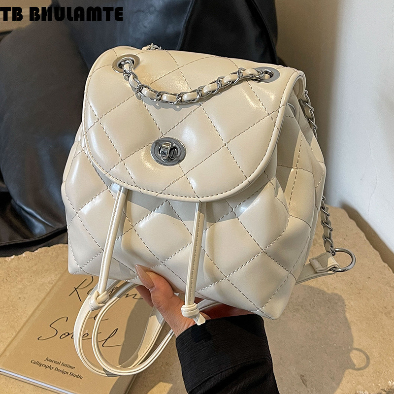 Free Shipping Designer Bag Chain Quilted Backpack Simple Women High-end 2025 New Summer Luxury Bag Korean Style PU Small Backpack For Going Out