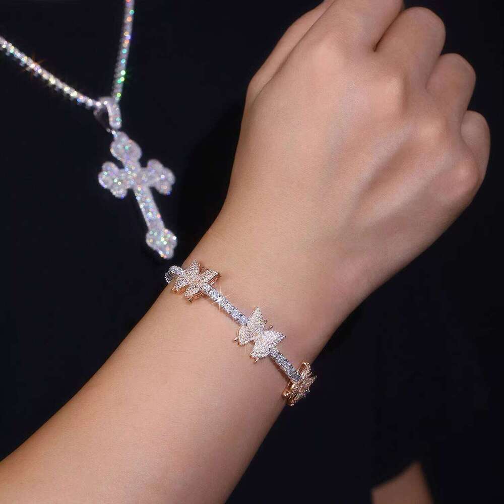 Zanlong 15232 butterfly Wholesale Friendship Tennis Dia Super White Moissanite Cuban Bracelet
