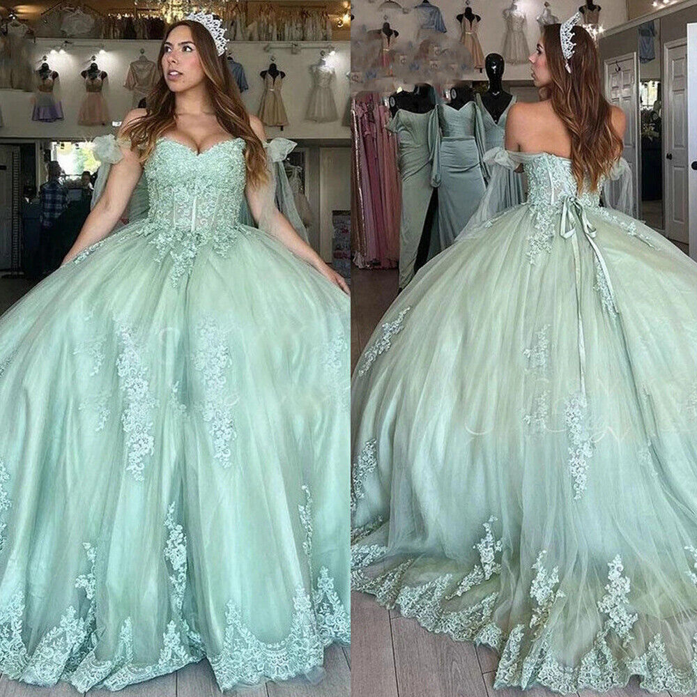 Elegant Lace Quinceanera Dresses Ball Gown Lace Up Corset 15 16 Birthday Prom Party Gown Vestidos De 15 Anos