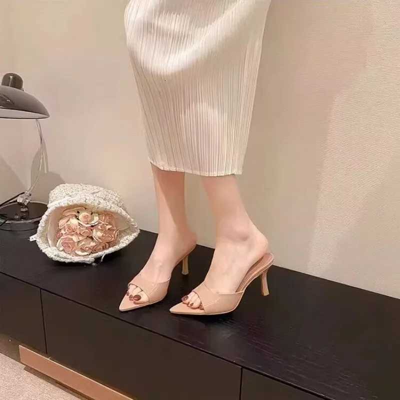 Summer New Popular Solid Color All Match Fine Heels Comfortable Womens Shoes Fashionable Pointy Open Toe Sexy High Heel Slipper W250910