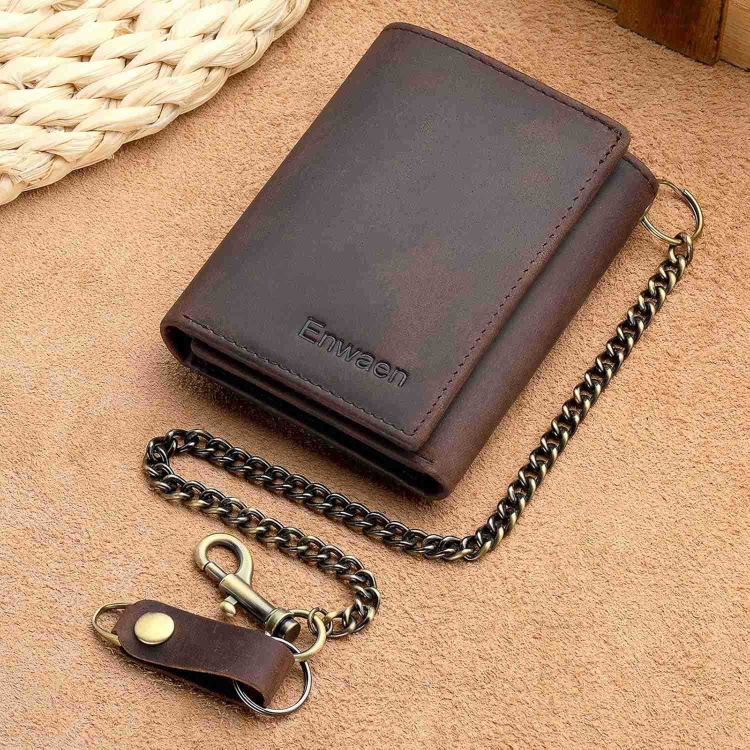 Chain Wallets for Men Genuine Leather Wallet RFID Blocking AntiTheft Chain for Biker MotorcycleZ250910