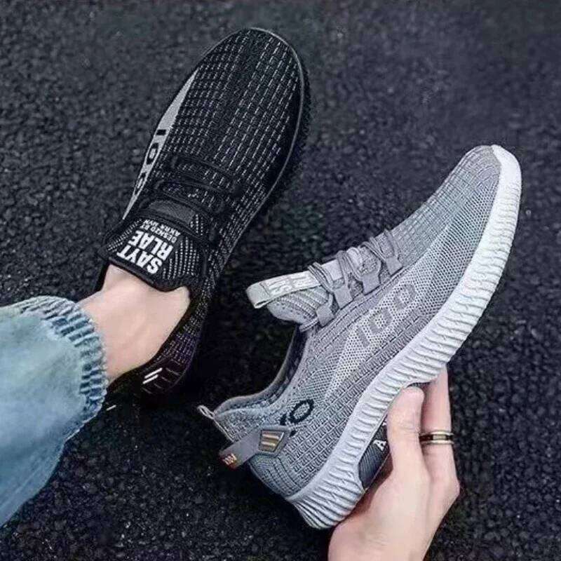 Summer Men's Sneakers Mesh Soft Sole Vulcanized Shoes Lace Up Non Slip Male Tennis Shoes Fashion Lightweight Men Shoes Hot Sale