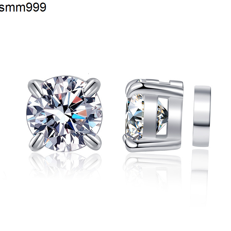 S925 Sterling Silver Moissanite Earrings for Men Women EarLess FourClaw Design Magnetic Cure Geometric Anniversary Parties