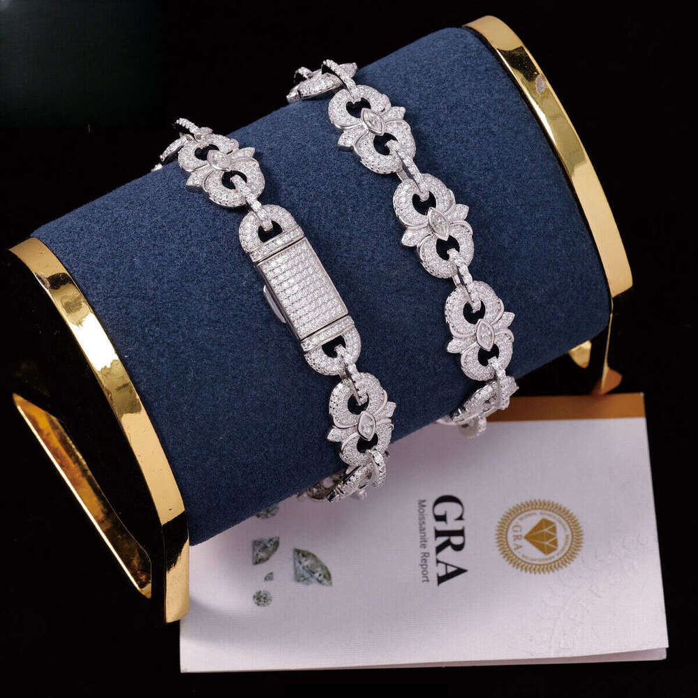 Fashion Style VVS Sterling Sier Dia Hip Hop Iced Out Moissanite Cuban Bracelet