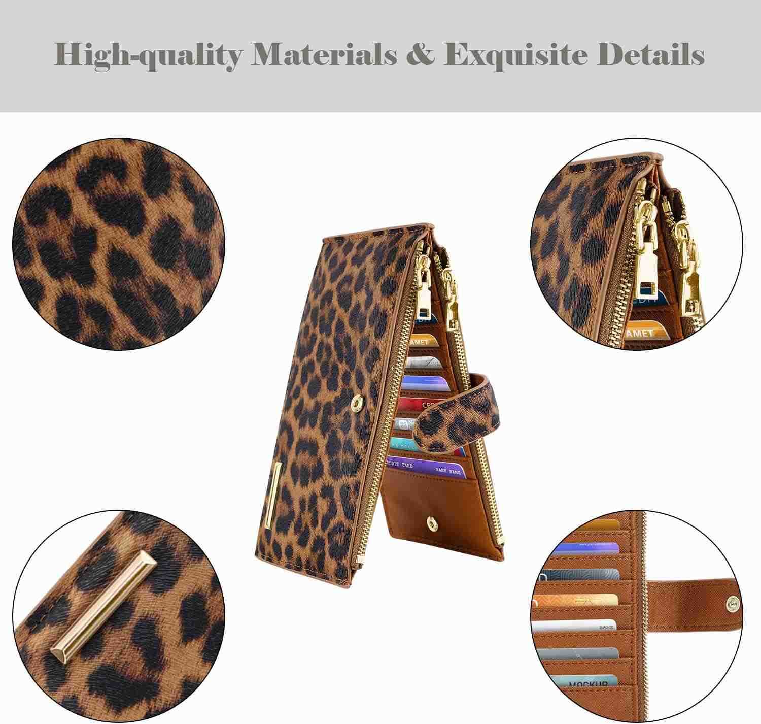 Womens RFID Blocking Large Capacity Wallet Multi Card Organizer Bifold Wallet for Women with Zipper PocketZ250910