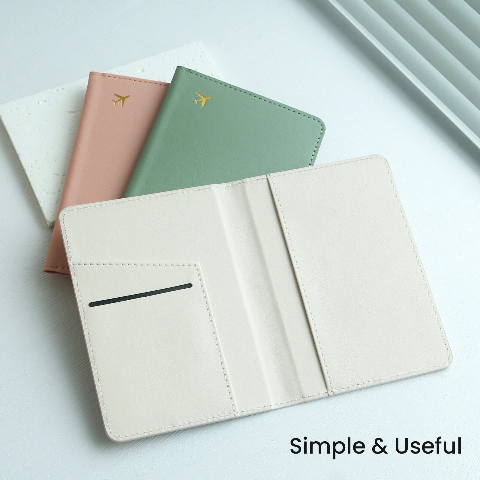 Pure Chic Passport Wallet Faux Leather Lightweight Waterproof Rfid Blocking Slim Vaccine Card Holder Travel Essentials250906