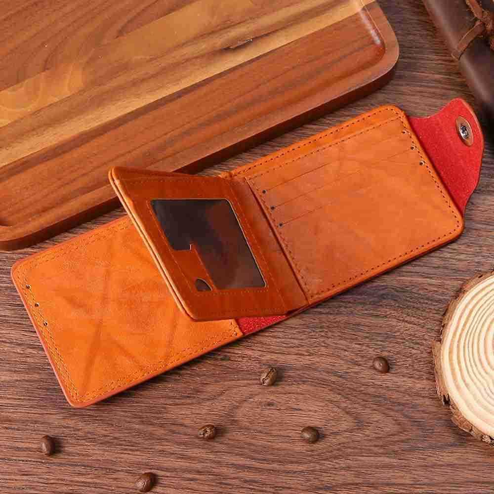 Men Bill Wallet PU Leather CARD Photo Holder Bifold Billfold Brown 100 DollarZ250910
