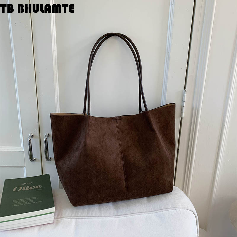 Free Shipping Designer Bag Simple Suede Tote Bag For Women 2025 Autumn Luxury Bag Winter New Velvet Mother-daughter Bag Large Capacity Handbag Shoulde
