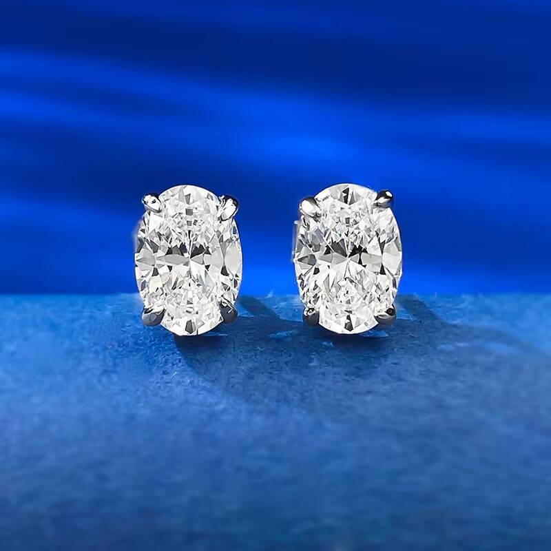 Moissanite Fine Jewelry Stud Earring for Women Simple Diamond S925 1CT Moissanite Oval Cut Earrings High Quality Bridal Jewelry