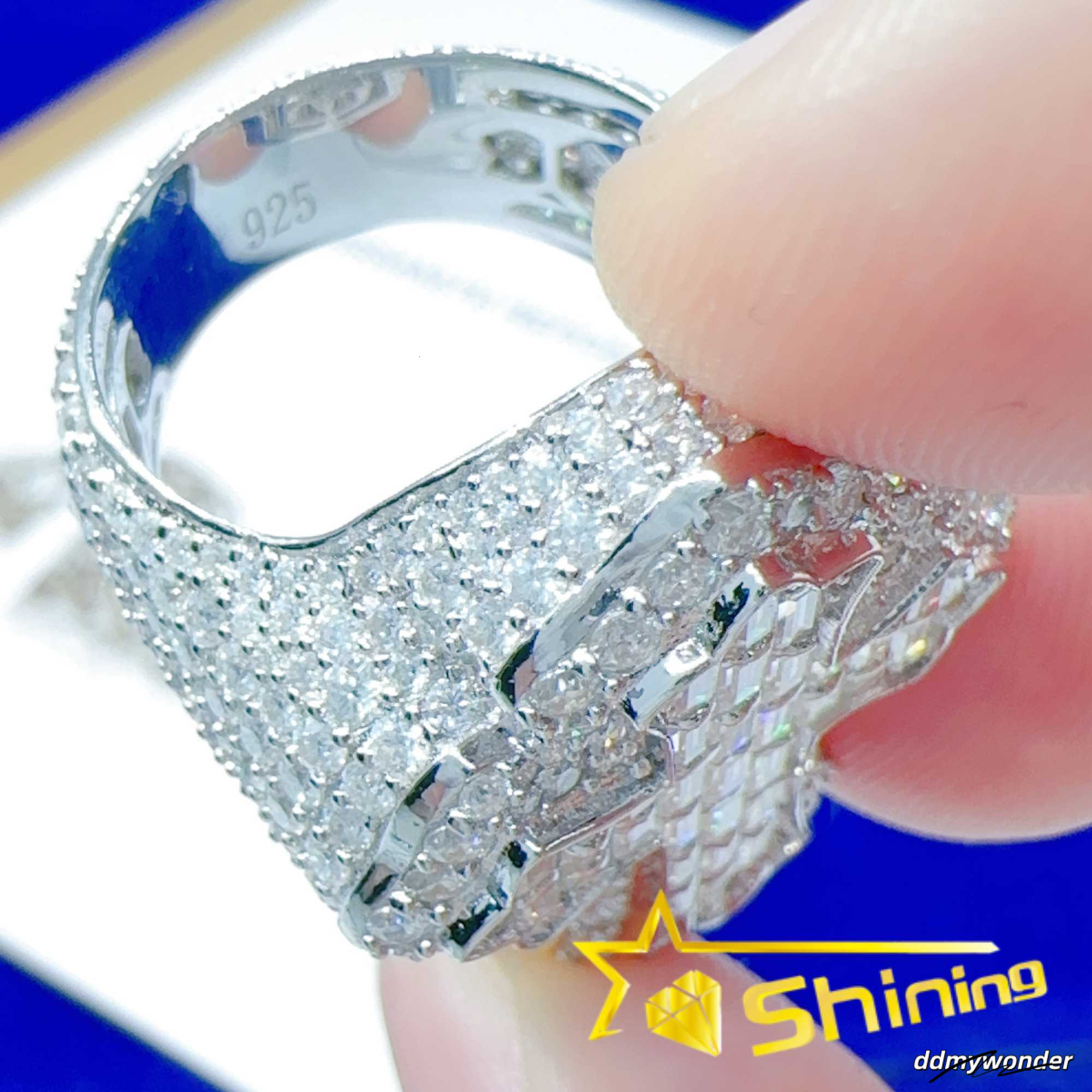 Iced Out Sterling Sier Hip Hop Moissanite Ring Men Custom Cross Finger Rings ddmywonder ddmywonder ddmywonder ddmywonder