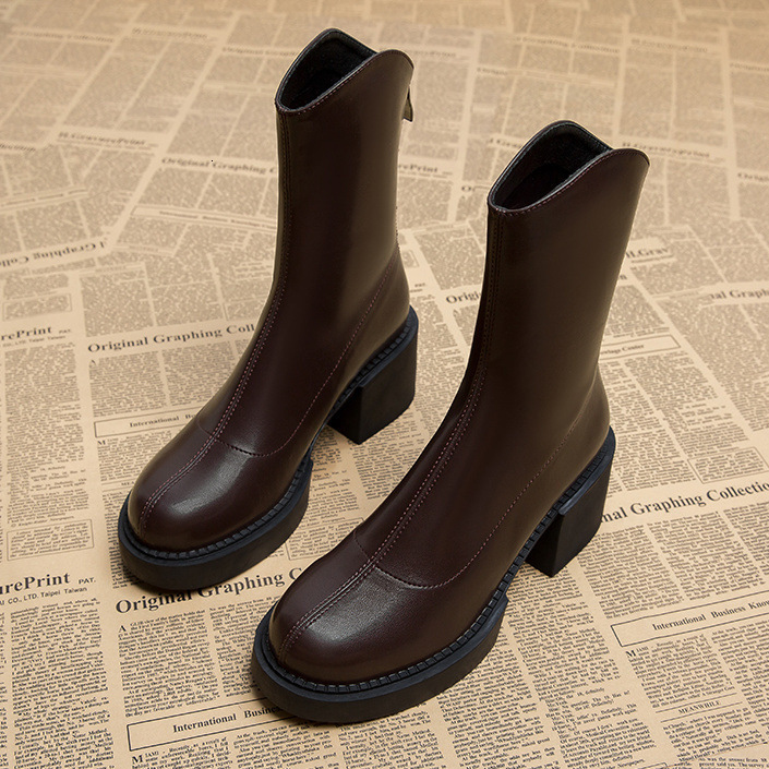 Autumn New Designer Women's Boots Women's High Heels Short Boots Spring and Autumn Women's Boots Thick Heels Thin Boots