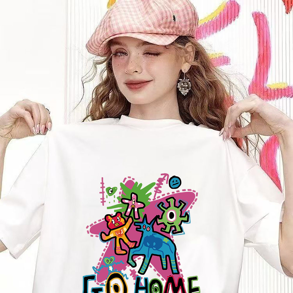 Fashion Versatile Printed Short-Sleeve Top - High-Quality Heavyweight Pure Cotton Tee (260g) 202509104