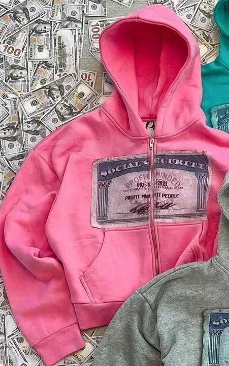 Y2K retro grey zip hoodies women card printed cardigan long slves personzed patterns new york strt style strt hooded X250910 L2510187QDP