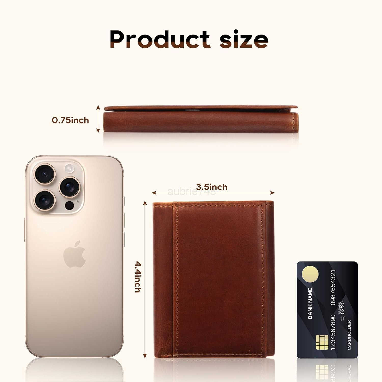 Mens Trifold Wallet with 2 ID WindowLargecapacity Genuine Leather RFID Blocking Wallet for Men BrownZ250910