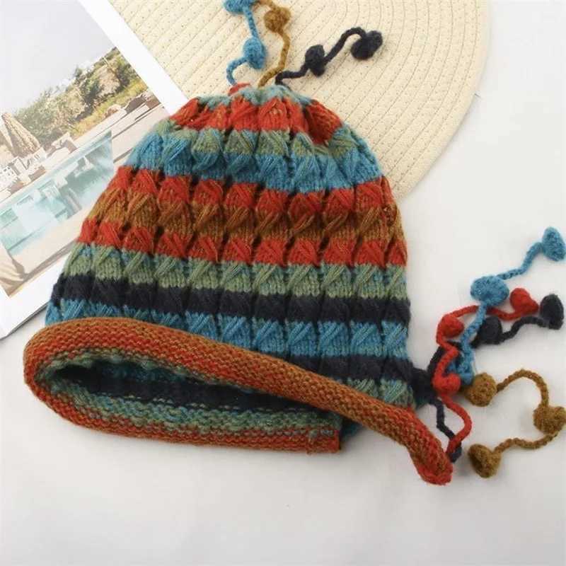 Wens Fashion Handmade Cold Warm Knitted Wool Colour Tassel Warm gear Haiall Ear Protection isure Beanie Hat G250910