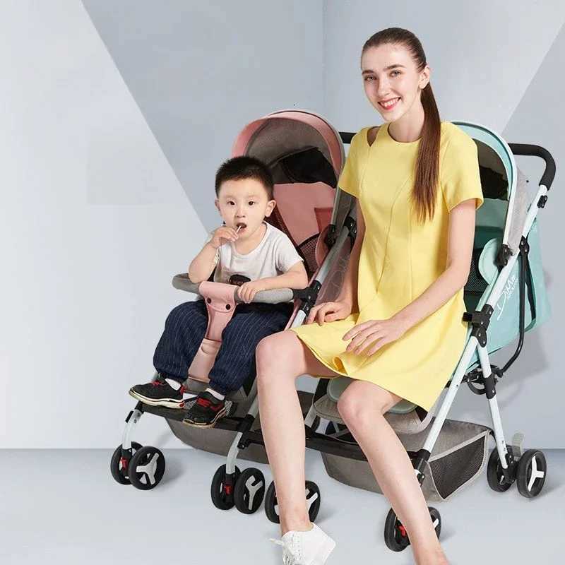 Detachable Lightweight Twin Baby Stroller Can Sitlieand Fold Fourwheel Shockabsorbing Baby Stroller Twin Baby Stroller W250910