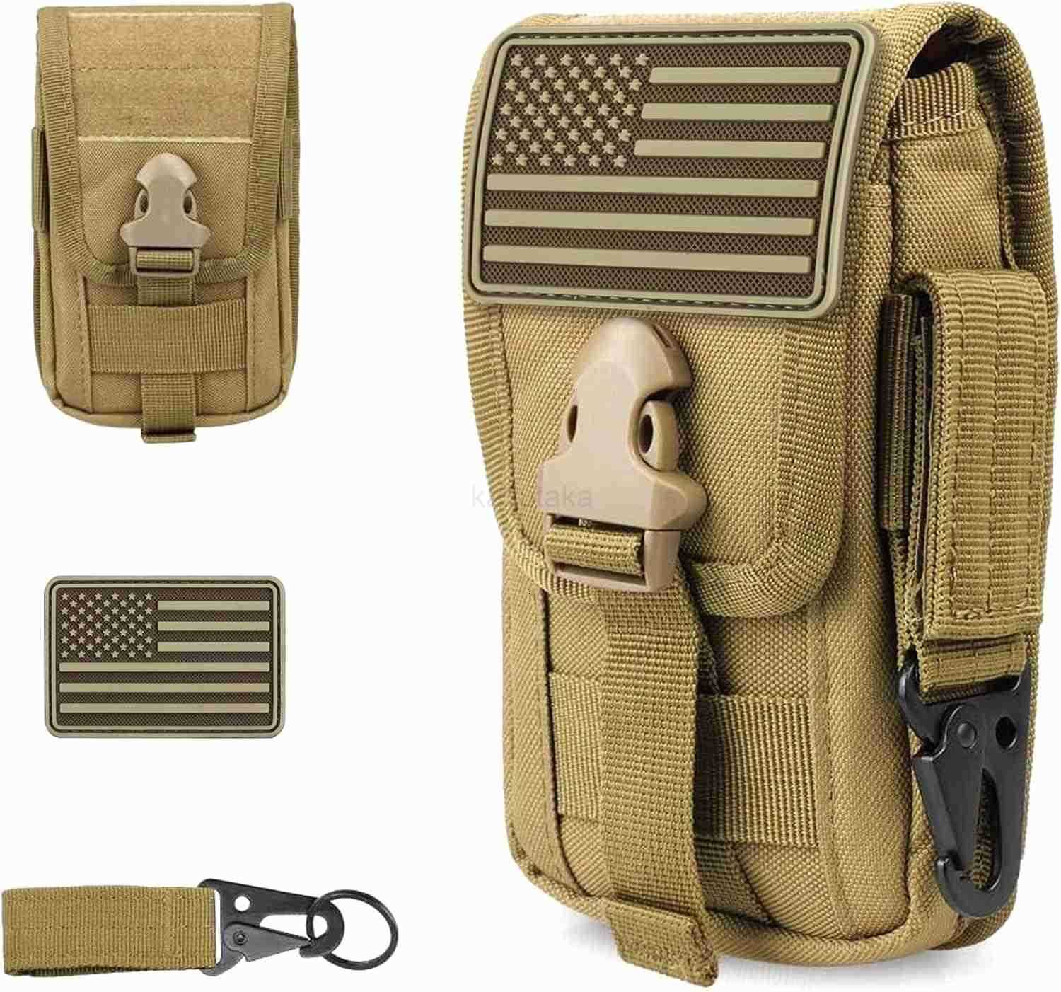 Tactical Phone Pouch MolleSmartphone Holster Bag EDC Utility Cellphone Lock Card Holder Organizer Fit for Waist Belt Case Include Tactical Gear Clip a