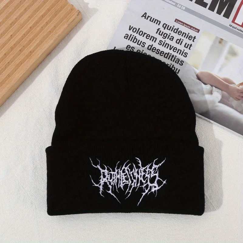 Warm Wen Men Winter Beanies Hats Gothic Street Punk Knitted Bonnet s Cotton Fashion Keep Warm Sklies Beanies Hats G250910