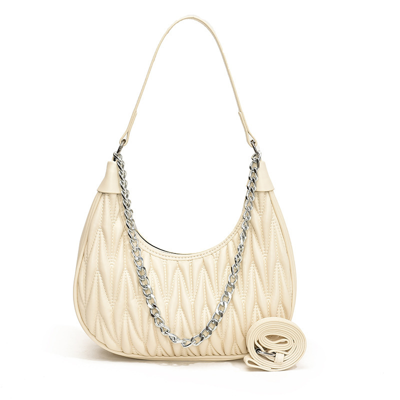 Free shipping designer New Summer Chain Pleated Women Bag Fashionable Textured Handbag Versatile Light Luxury Shoulder Bag Underarm Crossbody Bag