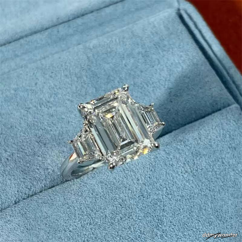 10K 14K White Gold IGI Certificated Lab Grown Dia 5Ct Vintage Engagement Emerald Cut Ring ddmywonder