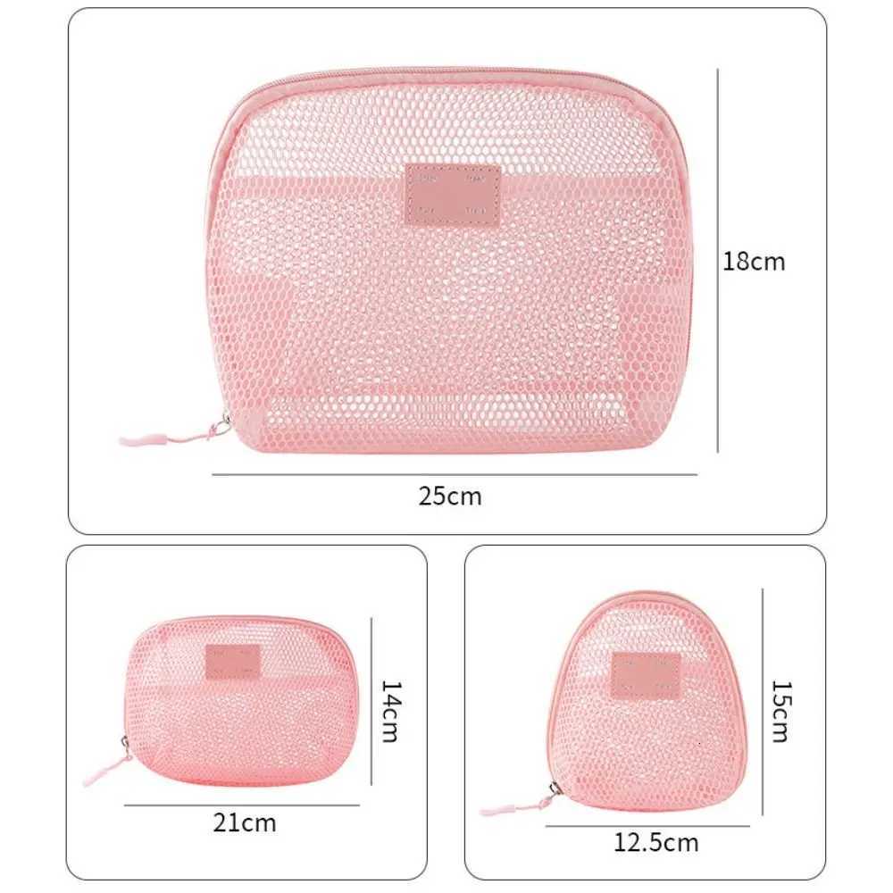 Casual Nylon Cosmetic Bag With Zipper Mesh Storage Pouch Handheld Multipurpose Mesh Makeup Bags TravelXJ250910
