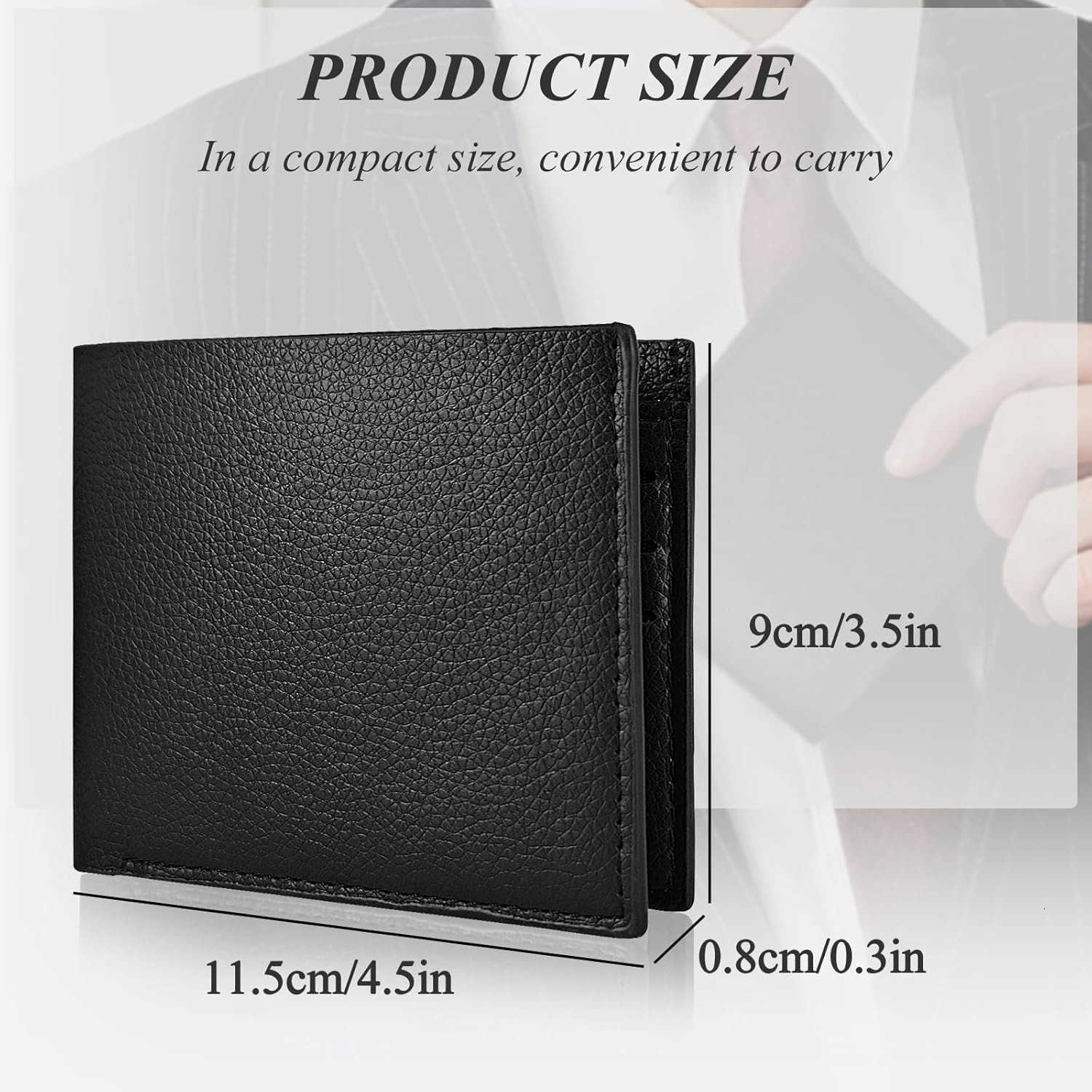 Mens Slim Wallet PU Leather CARD Wallet Bifold Wallets for Men and Boys Lightweight Mens Wallet for Work Shopping Travel BlackZ250910