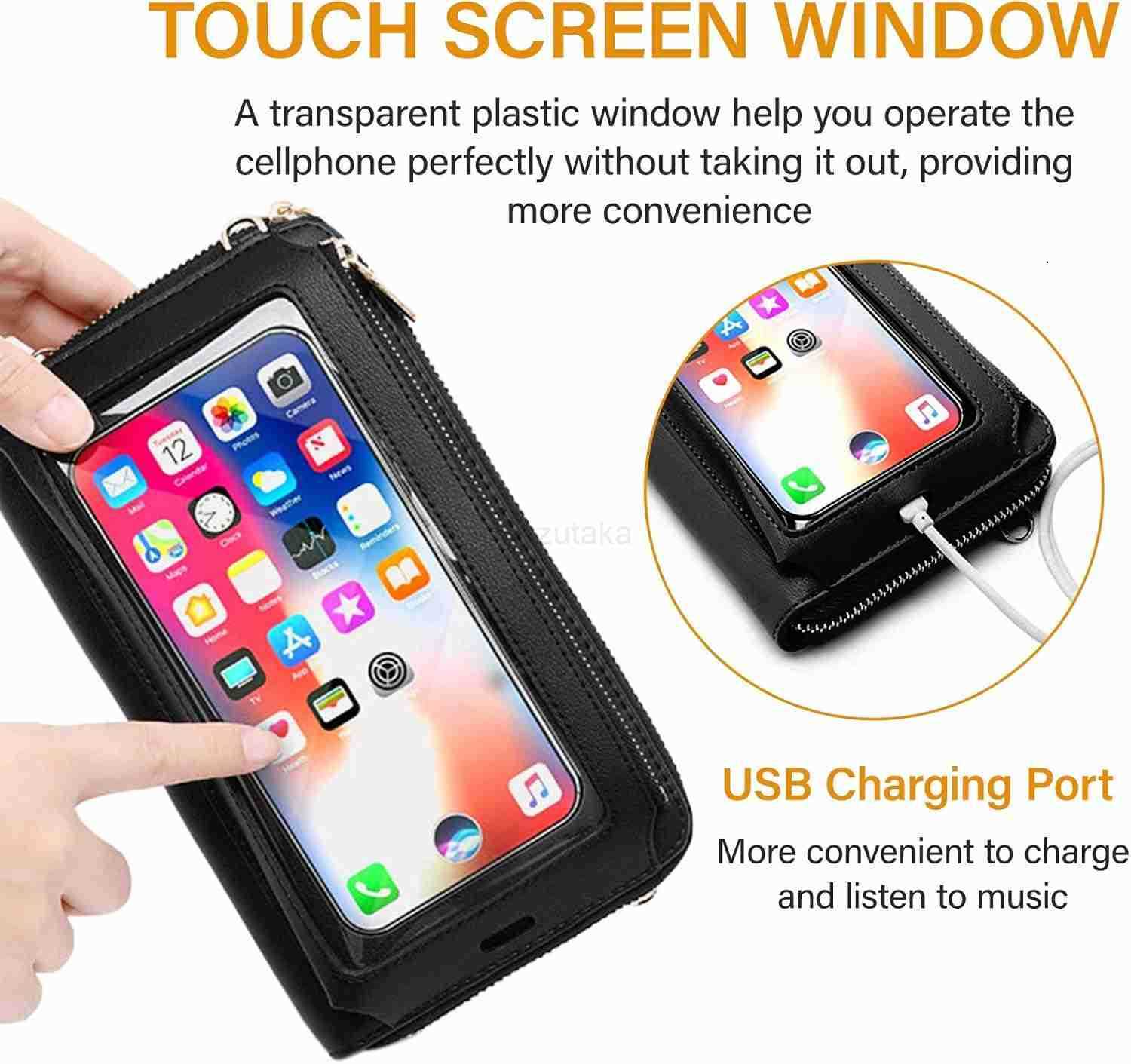 Women Touch Screen Purse Small Crossbody Phone Bag RFID Protection Wristlet Cell Phone Wallet Z250910