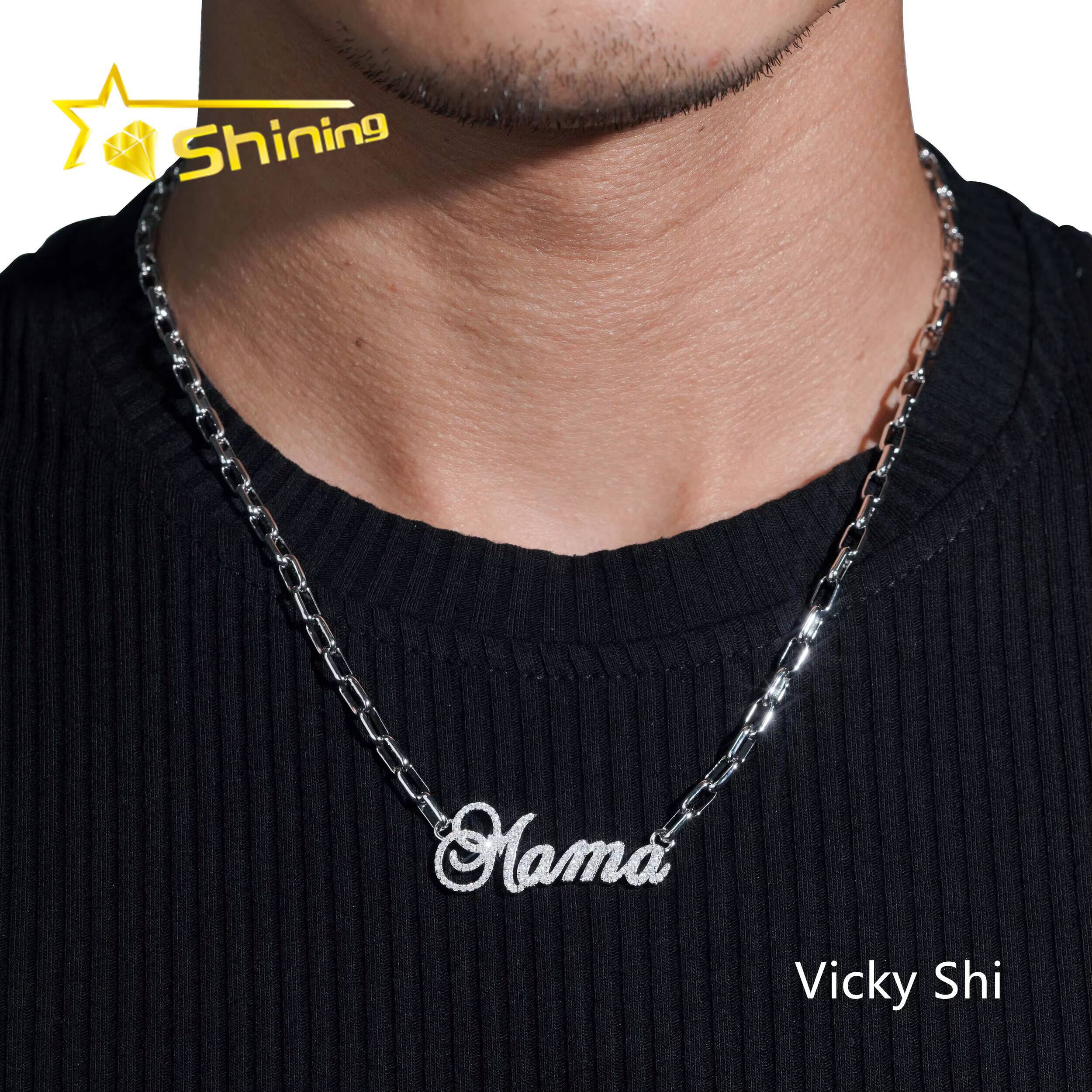 Fine Jewelry Hip Hop Moissanite Jewelry New Design Letter MAMA Moissanite Pendant Necklace Custom Jewelry for Men Women